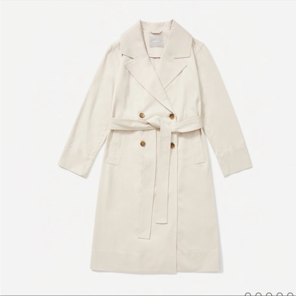 EVERLANE The Gathered Drape Trench Long in Sandstone Light Tan Size Large NEW